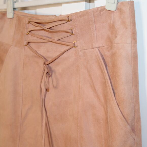 INTERMIX -NWT- Suede Talia Lace-Up Mini Skirt in Blush Pink | 6 - Picture 5 of 11